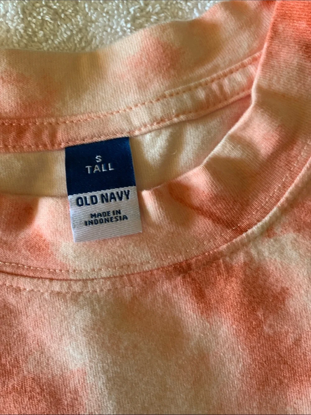 Old Navy Long Sleeve Tie-Dye T-shirt dress. - Peach, Pink.